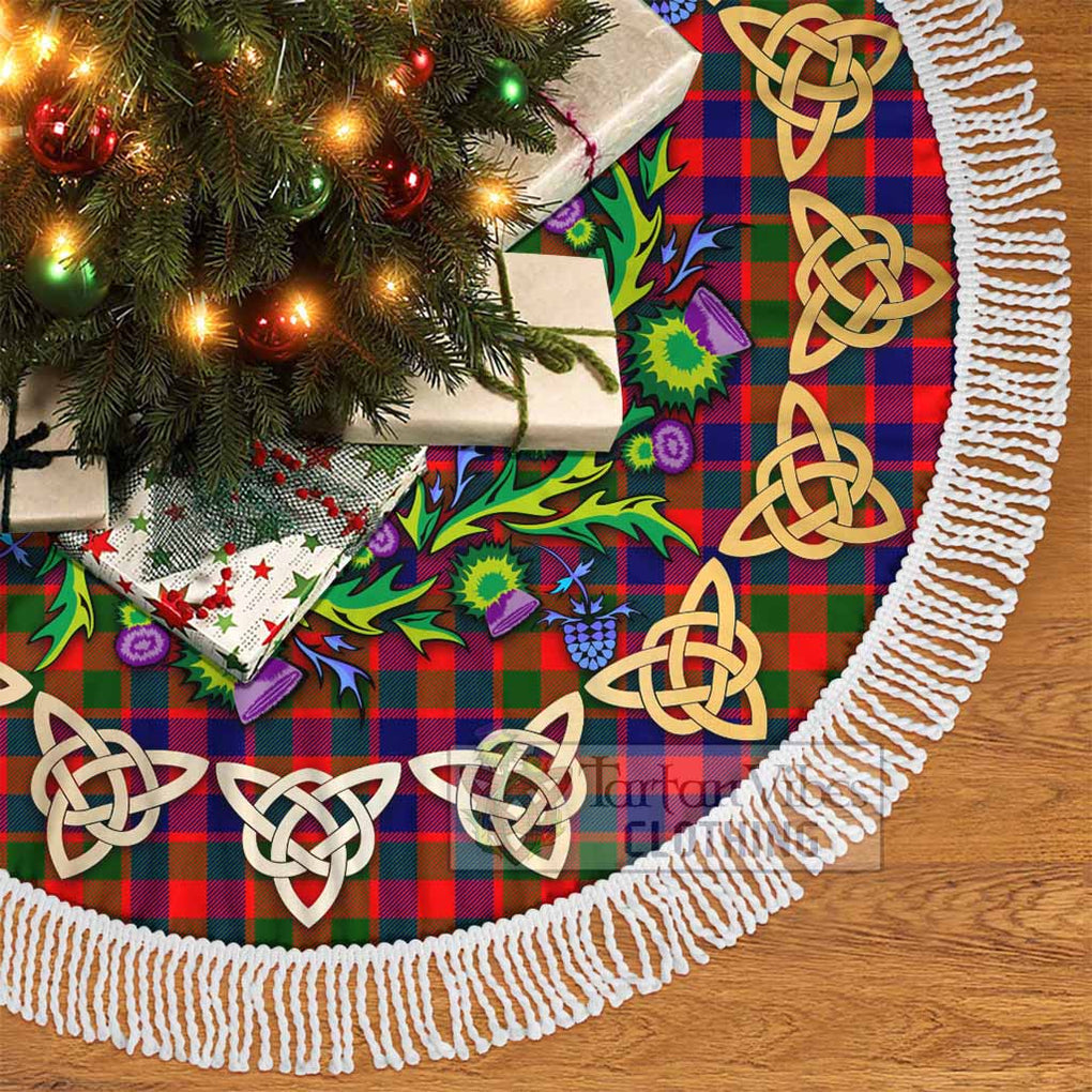 Tartan Vibes Clothing MacGowan (McGowan) Tartan Christmas Tree Skirt with Thistle Celtic Knot Style