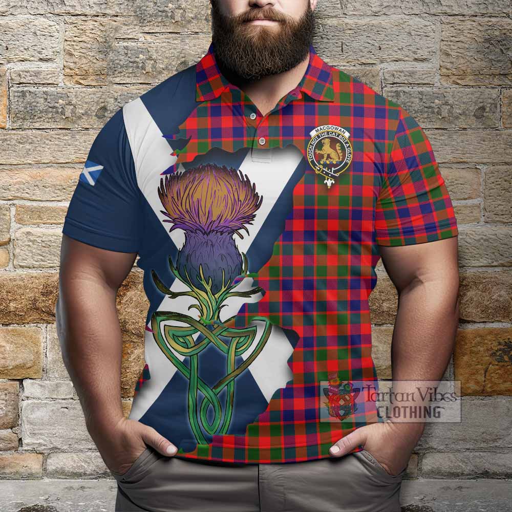 Tartan Vibes Clothing MacGowan (McGowan) Tartan Family Crest Polo Shirt Scottish Thistle Celtic Inspired