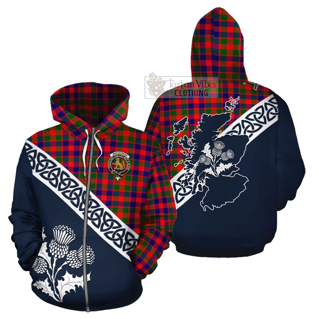 MacGowan (McGowan) Tartan Cotton Hoodie Featuring Thistle and Scotland Map - Tartan Vibes Clothing