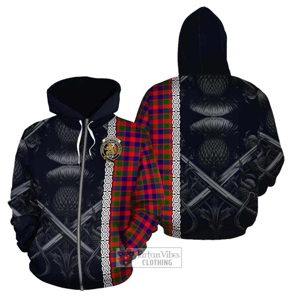 MacGowan (McGowan) Tartan Cotton Hoodie with Family Crest Cross Sword Thistle Celtic Vibes Zip Hoodie - Tartan Vibes Clothing