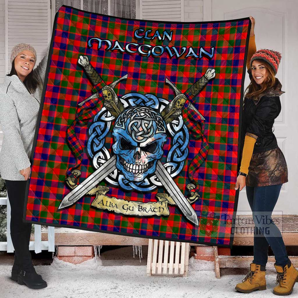 MacGowan (McGowan) Tartan Quilt with Celtic Skull Alba Gu Brath Style - Tartan Vibes Clothing