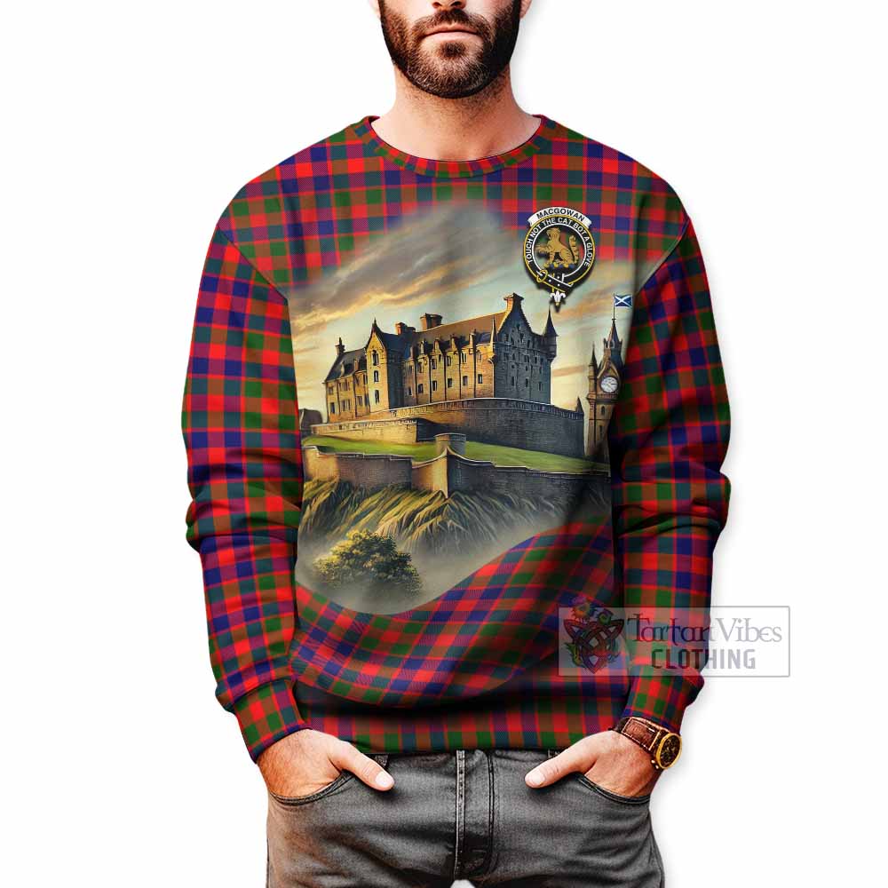 MacGowan (McGowan) Tartan Family Crest Sweatshirt with Scottish Ancient Castle Style - Tartan Vibes Clothing