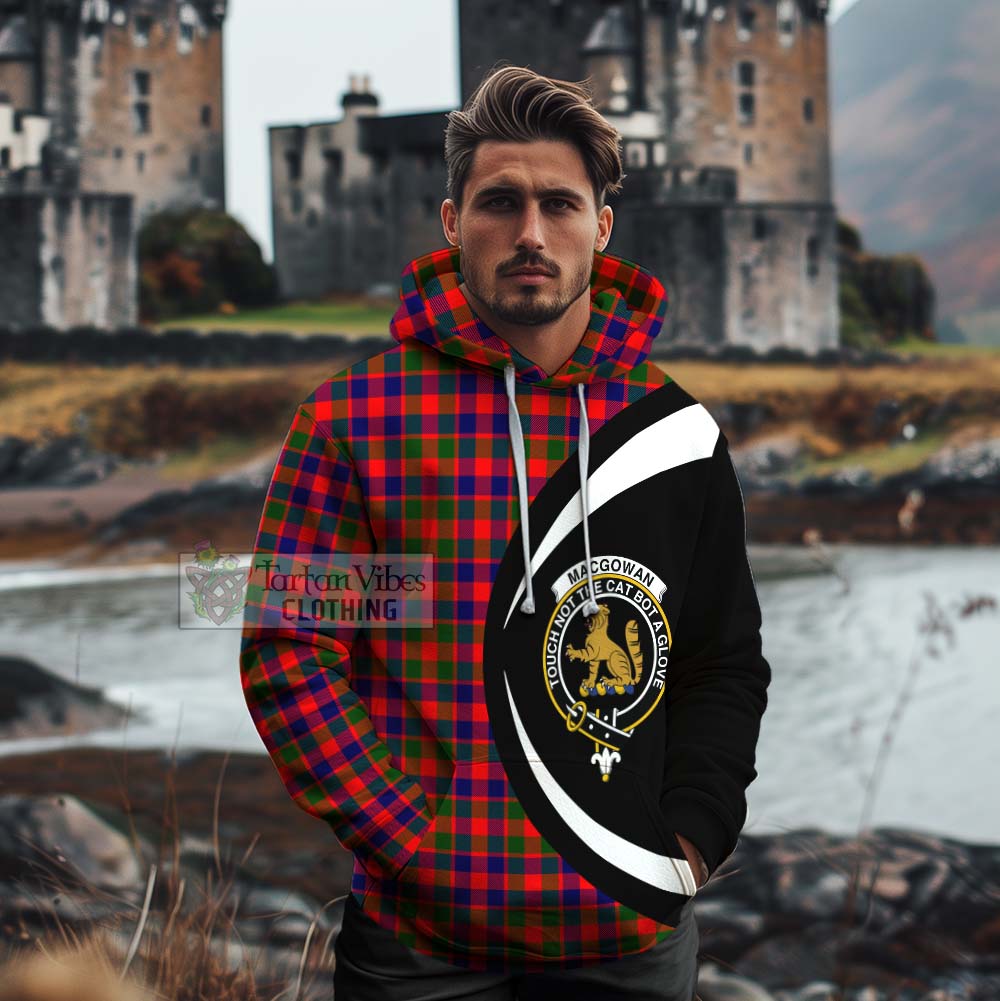 MacGowan (McGowan) Tartan Cotton Hoodie with Family Crest Circle Style - Tartan Vibes Clothing
