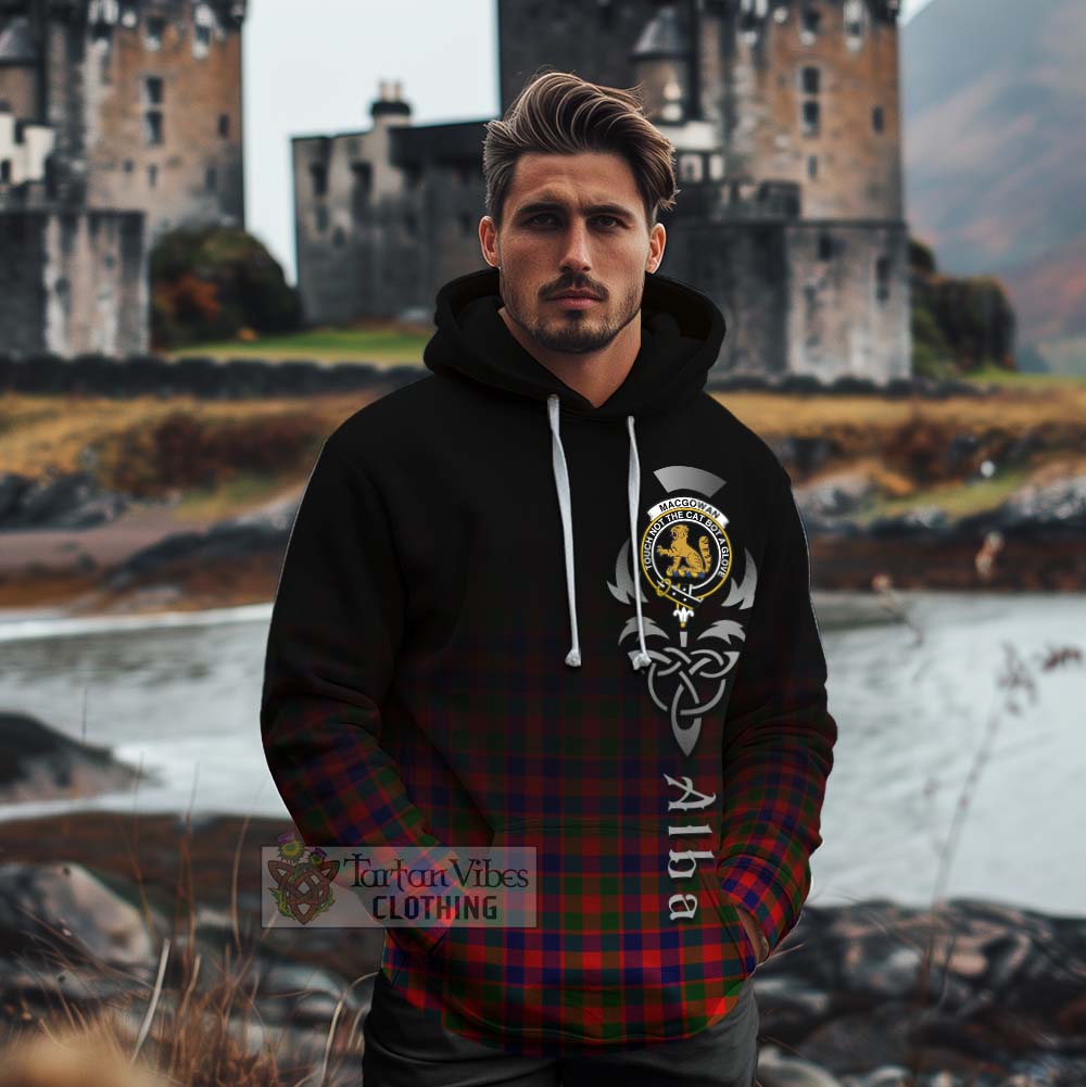 Tartan Vibes Clothing MacGowan (McGowan) Tartan Cotton Hoodie Featuring Alba Gu Brath Family Crest Celtic Inspired