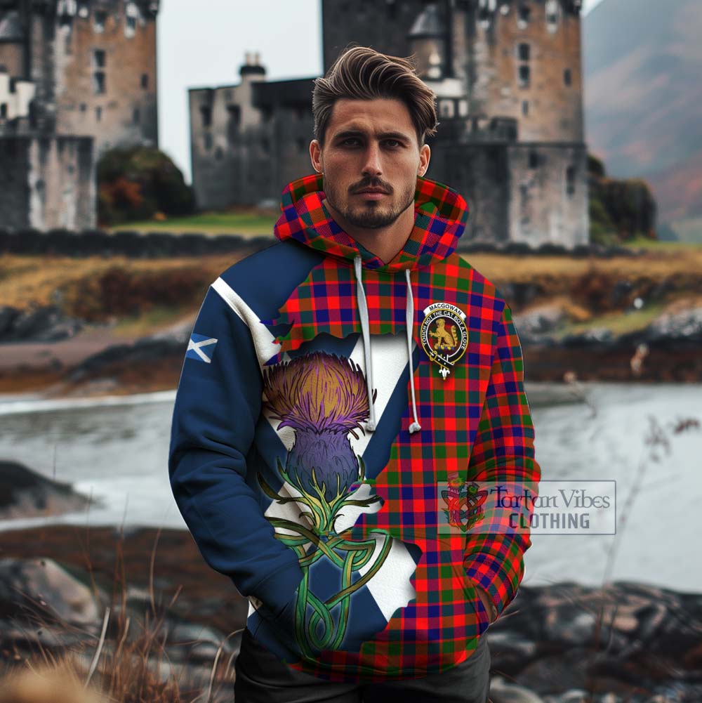 Tartan Vibes Clothing MacGowan (McGowan) Tartan Family Crest Cotton Hoodie Scottish Thistle Celtic Inspired