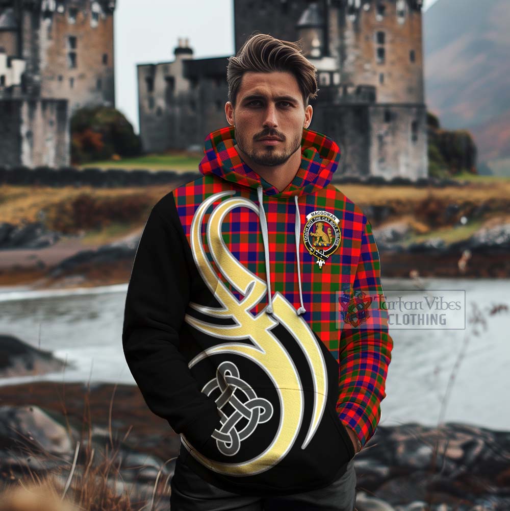 MacGowan (McGowan) Tartan Cotton Hoodie with Family Crest and Celtic Symbol Style - Tartan Vibes Clothing