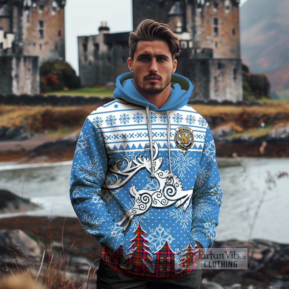 MacGowan (McGowan) Clan Christmas Cotton Hoodie Celtic Reindeer Style - Tartan Vibes Clothing