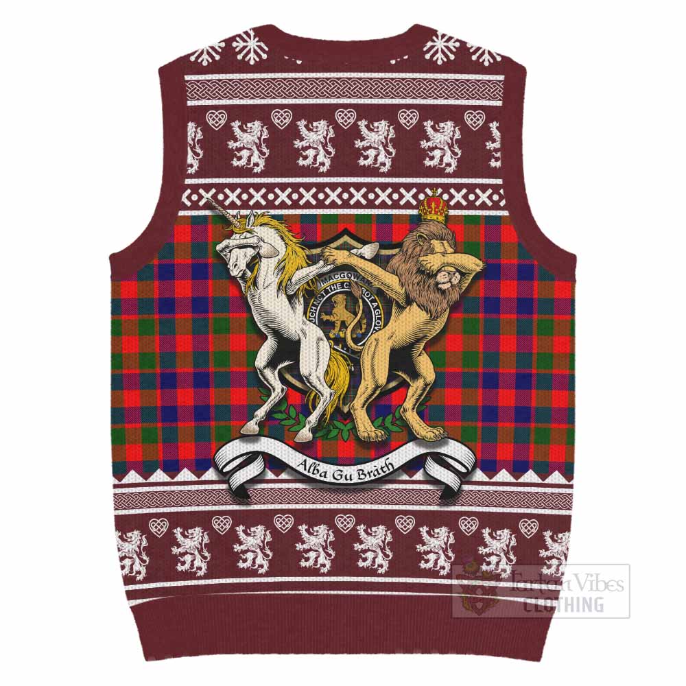 MacGowan (McGowan) Clan Tartan Crest Christmas Knitted V-Neck Vest Coat of Arms Funny Style - Tartan Vibes Clothing