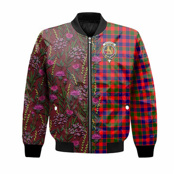 MacGowan (McGowan) Family Crest Tartan Bomber Jacket Scottish Thistle Flower Pattern Half Style - Tartan Vibes Clothing