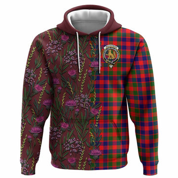 MacGowan (McGowan) Family Crest Tartan Hoodie Scottish Thistle Flower Pattern Half Style - Tartan Vibes Clothing