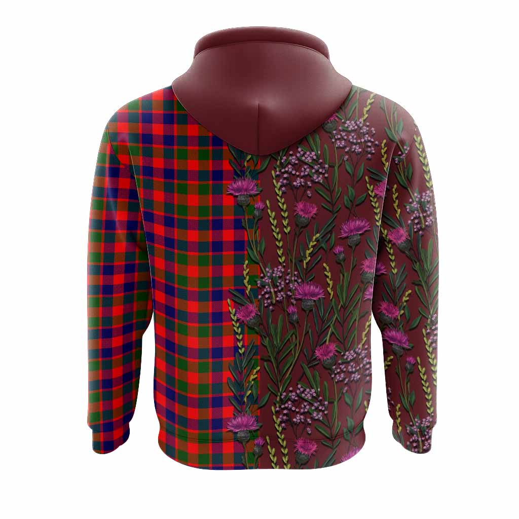 MacGowan (McGowan) Family Crest Tartan Hoodie Scottish Thistle Flower Pattern Half Style - Tartan Vibes Clothing