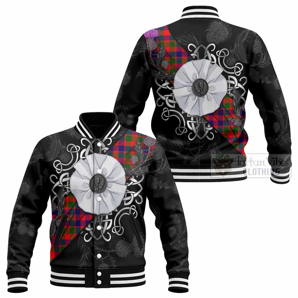 MacGowan (McGowan) Tartan Baseball Jacket Jacobite White Rose - Tartan Vibes Clothing