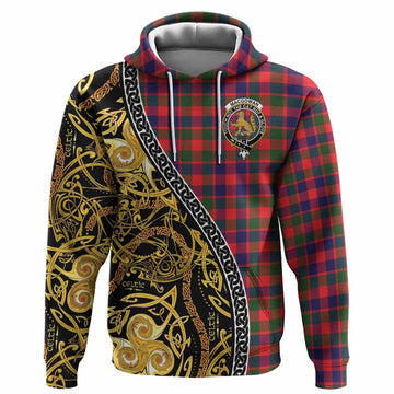 MacGowan (McGowan) Tartan Crest Hoodie Celtic Knot and Triple Trickle Spiral Symbols