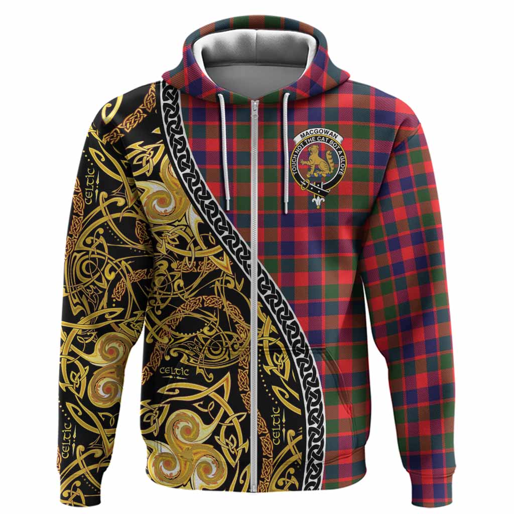 MacGowan (McGowan) Tartan Crest Hoodie Celtic Knot and Triple Trickle Spiral Symbols
