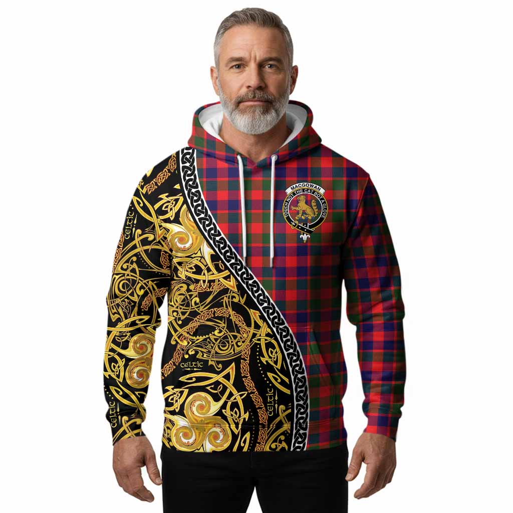 MacGowan (McGowan) Tartan Crest Hoodie Celtic Knot and Triple Trickle Spiral Symbols