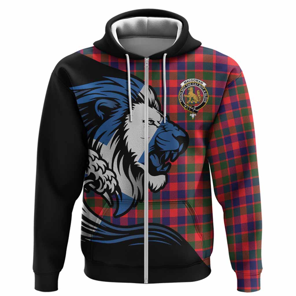 MacGowan (McGowan) Tartan Crest Hoodie Scottish Golden Lions Wave Flow
