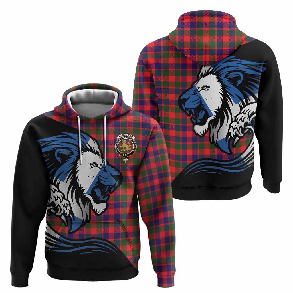 MacGowan (McGowan) Tartan Crest Hoodie Scottish Golden Lions Wave Flow