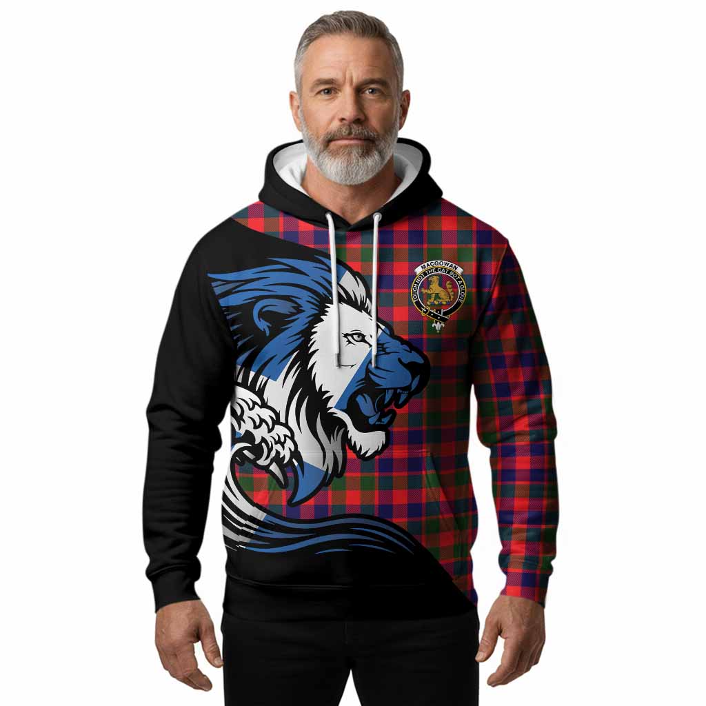 MacGowan (McGowan) Tartan Crest Hoodie Scottish Golden Lions Wave Flow