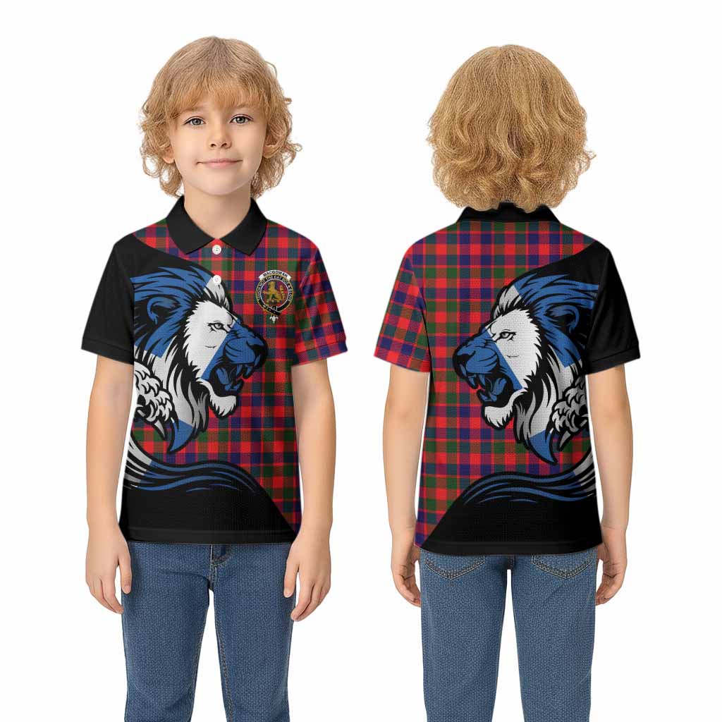 MacGowan (McGowan) Tartan Crest Kid Polo Shirt Scottish Golden Lions Wave Flow