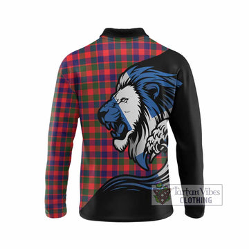 MacGowan (McGowan) Tartan Crest Long Sleeve Polo Shirt Scottish Golden Lions Wave Flow