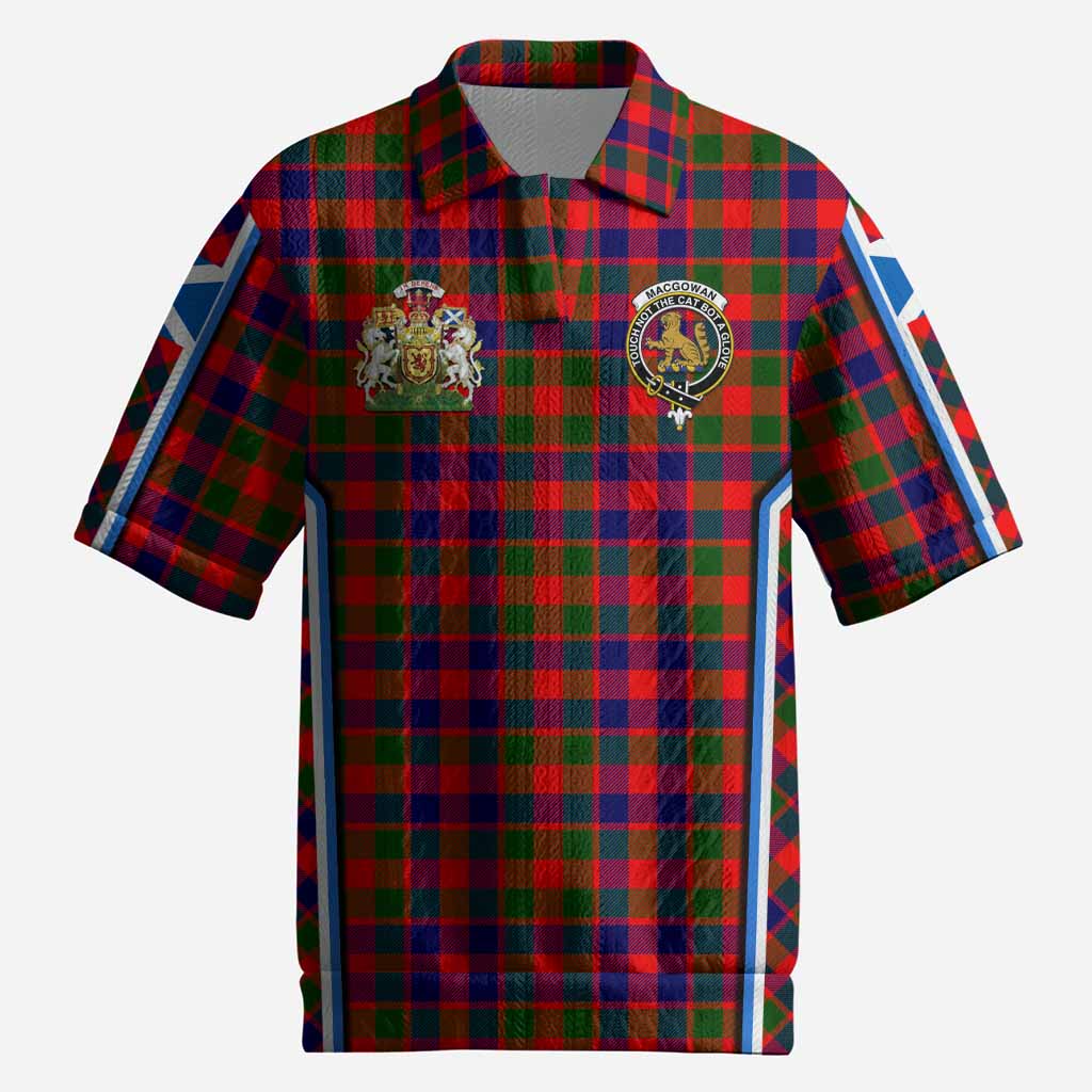 MacGowan (McGowan) Tartan Crest Men’s Polo Sweater Top Scotland Coat of Arm Flag Style