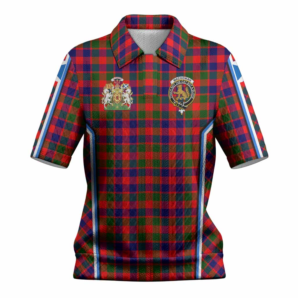 MacGowan (McGowan) Tartan Crest Women’s Polo Sweater Top Scotland Coat of Arm Flag Style