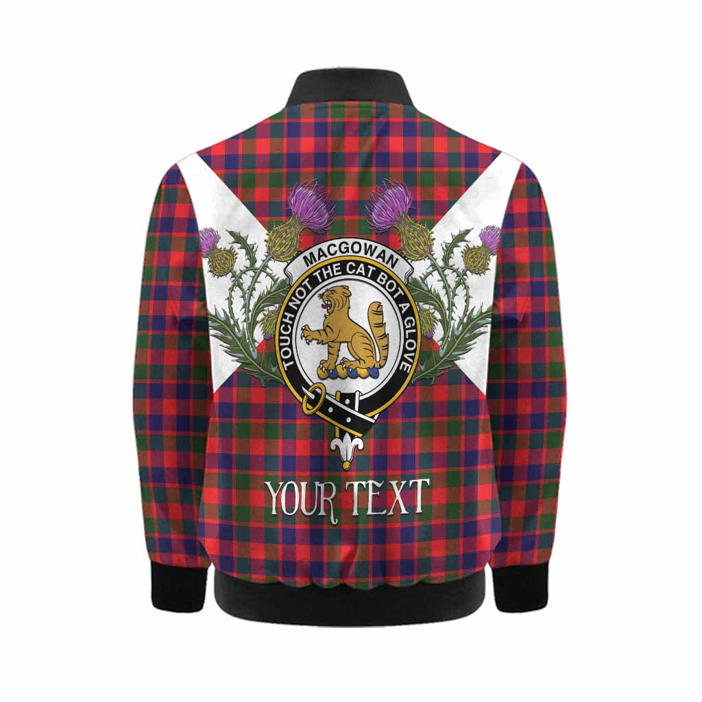 MacGowan (McGowan) Tartan Family Crest Kid Bomber Jacket Scottish Burns Night Thistle Floral