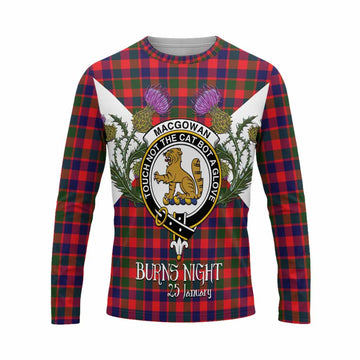 MacGowan (McGowan) Tartan Family Crest Long Sleeve T-Shirt Scottish Burns Night Thistle Floral