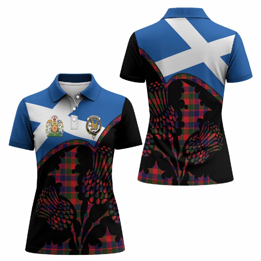 MacGowan (McGowan) Tartan Family Crest Women Polo Shirt Scotland Thistle Floral Flag Style