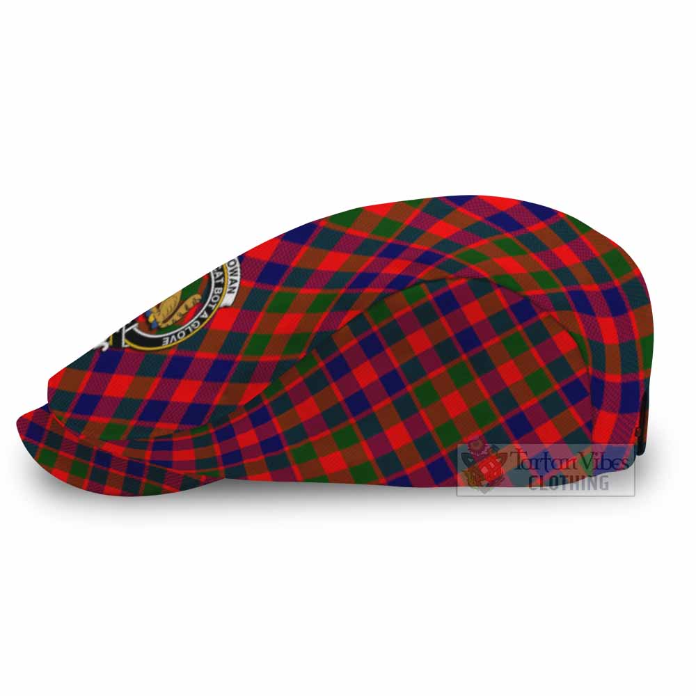 MacGowan (McGowan) Tartan Flat Cap, Jeff Cap Cross Style with Family Crest - Tartan Vibes Clothing