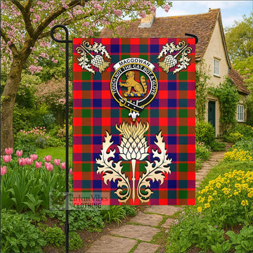 MacGowan (McGowan) Tartan Garden Flag with Golden Regal Scottish Thistle Emblem - Tartan Vibes Clothing