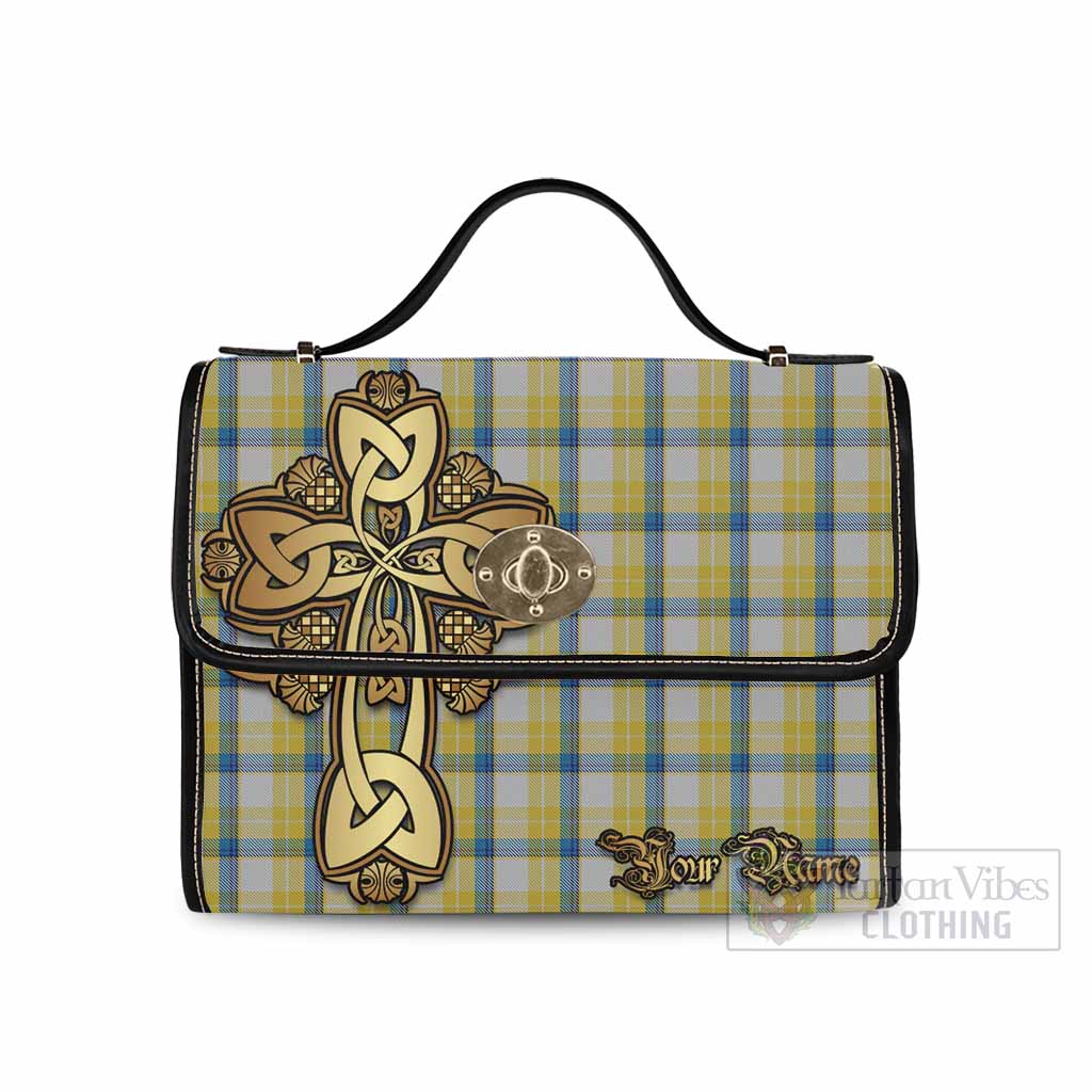 Tartan Vibes Clothing MacGrath (McGrath) Tartan Waterproof Canvas Bag Golden Thistle Celtic Cross Style