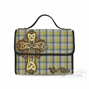 Tartan Vibes Clothing MacGrath (McGrath) Tartan Waterproof Canvas Bag Golden Thistle Celtic Cross Style