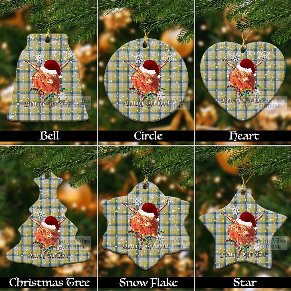 MacGrath (McGrath) Tartan Christmas Ceramic Ornaments with Twinkle Highland Cattle Ceramic - Tartan Vibes Clothing