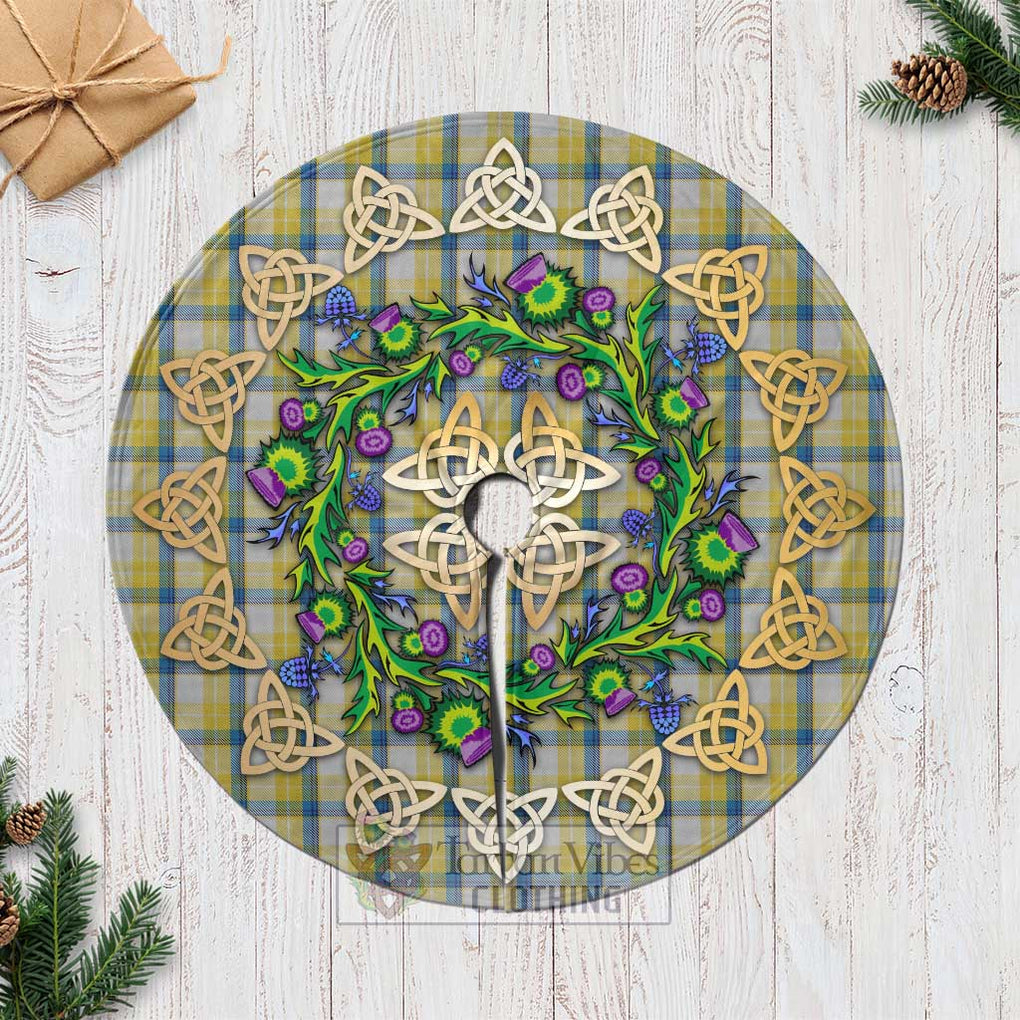 Tartan Vibes Clothing MacGrath (McGrath) Tartan Christmas Tree Skirt with Thistle Celtic Knot Style