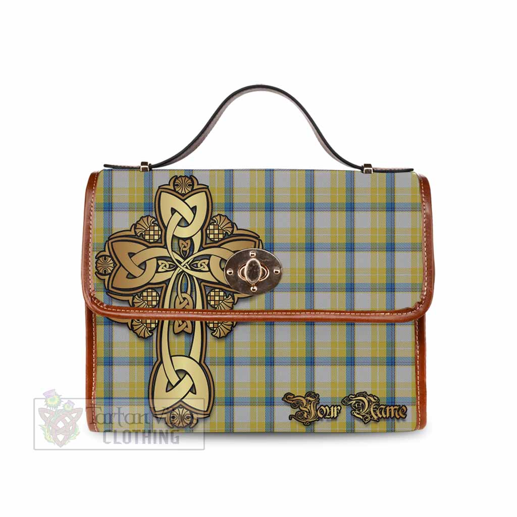 Tartan Vibes Clothing MacGrath (McGrath) Tartan Waterproof Canvas Bag Golden Thistle Celtic Cross Style