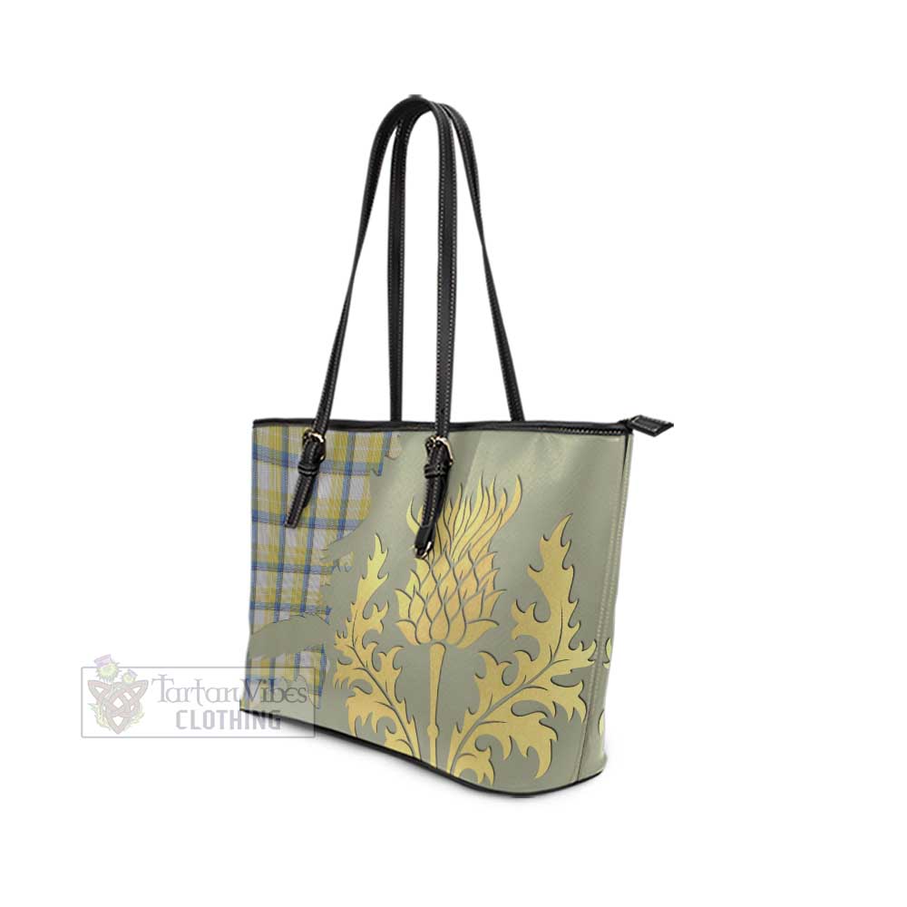 MacGrath (McGrath) Tartan Leather Tote Bag Gold Thistle Style - Tartan Vibes Clothing