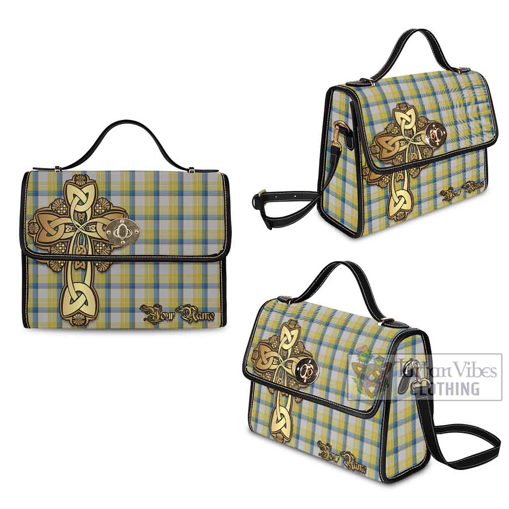 Tartan Vibes Clothing MacGrath (McGrath) Tartan Waterproof Canvas Bag Golden Thistle Celtic Cross Style