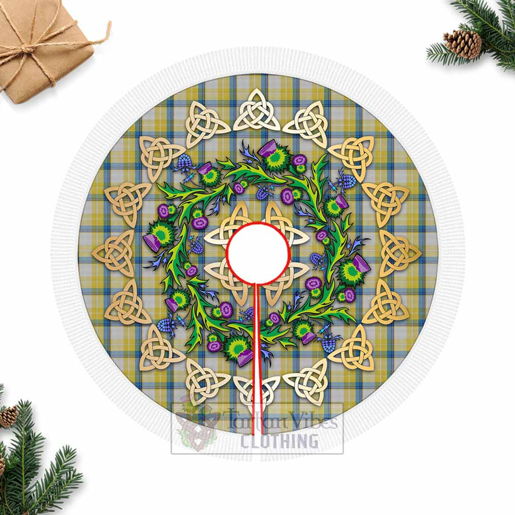 Tartan Vibes Clothing MacGrath (McGrath) Tartan Christmas Tree Skirt with Thistle Celtic Knot Style