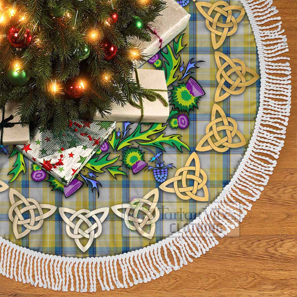 Tartan Vibes Clothing MacGrath (McGrath) Tartan Christmas Tree Skirt with Thistle Celtic Knot Style