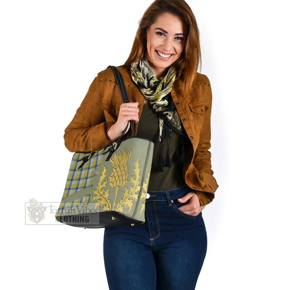 MacGrath (McGrath) Tartan Leather Tote Bag Gold Thistle Style - Tartan Vibes Clothing