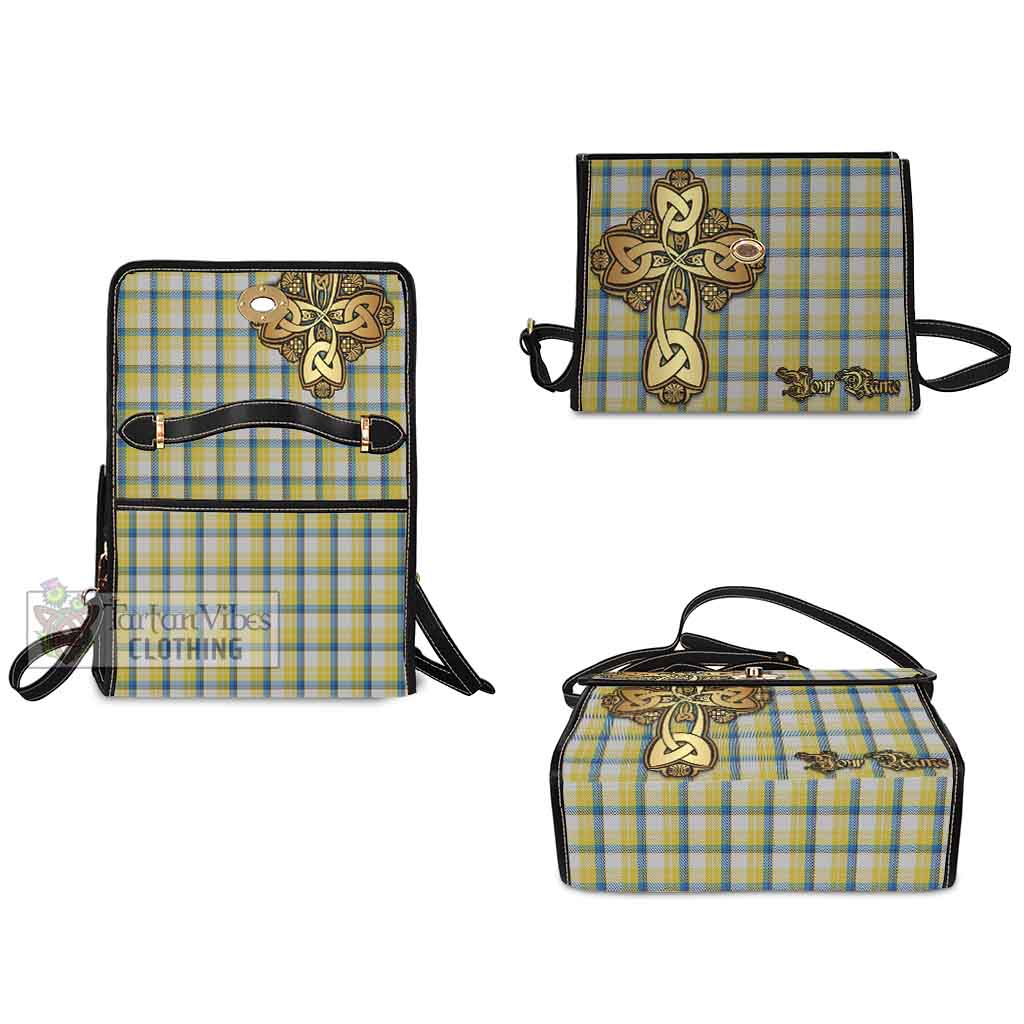 Tartan Vibes Clothing MacGrath (McGrath) Tartan Waterproof Canvas Bag Golden Thistle Celtic Cross Style