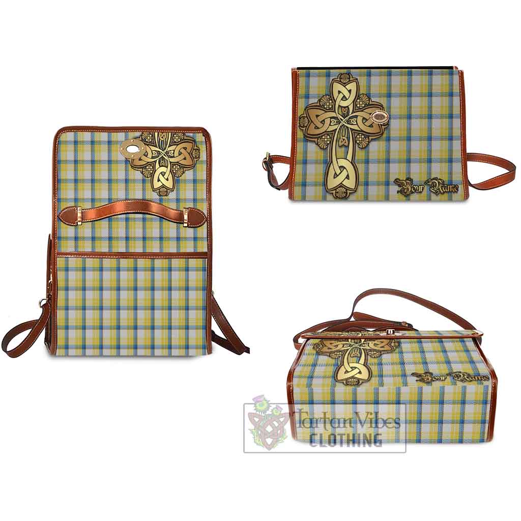 Tartan Vibes Clothing MacGrath (McGrath) Tartan Waterproof Canvas Bag Golden Thistle Celtic Cross Style