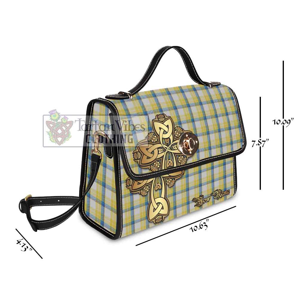 Tartan Vibes Clothing MacGrath (McGrath) Tartan Waterproof Canvas Bag Golden Thistle Celtic Cross Style