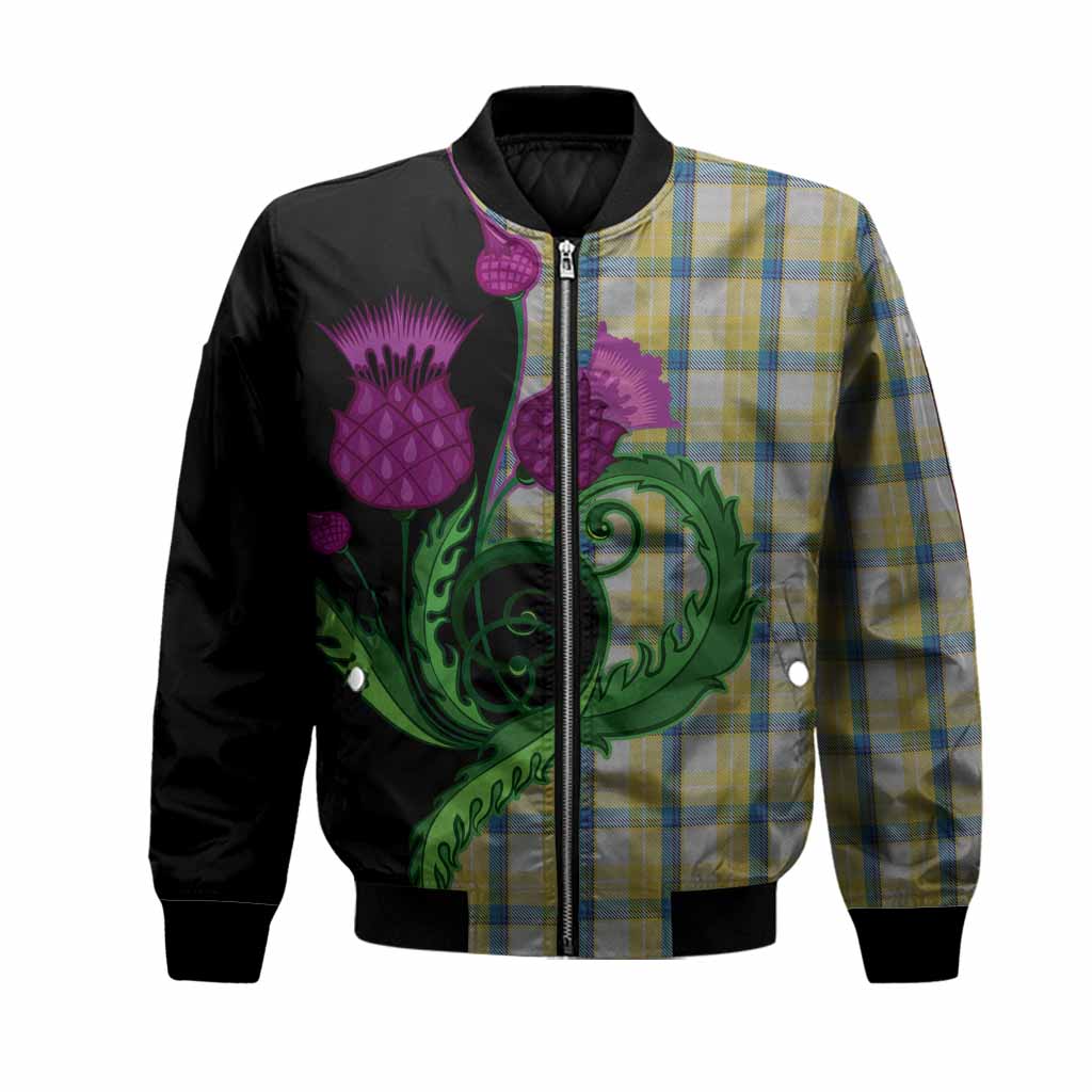 MacGrath (McGrath) Tartan Bomber Jacket Traditional Scottish Thistle Unisex Black - Tartan Vibes Clothing