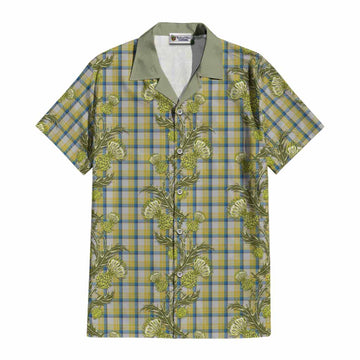 MacGrath (McGrath) Tartan Cotton Hawaiian Shirt Seamless Scottish Thistle Flowers