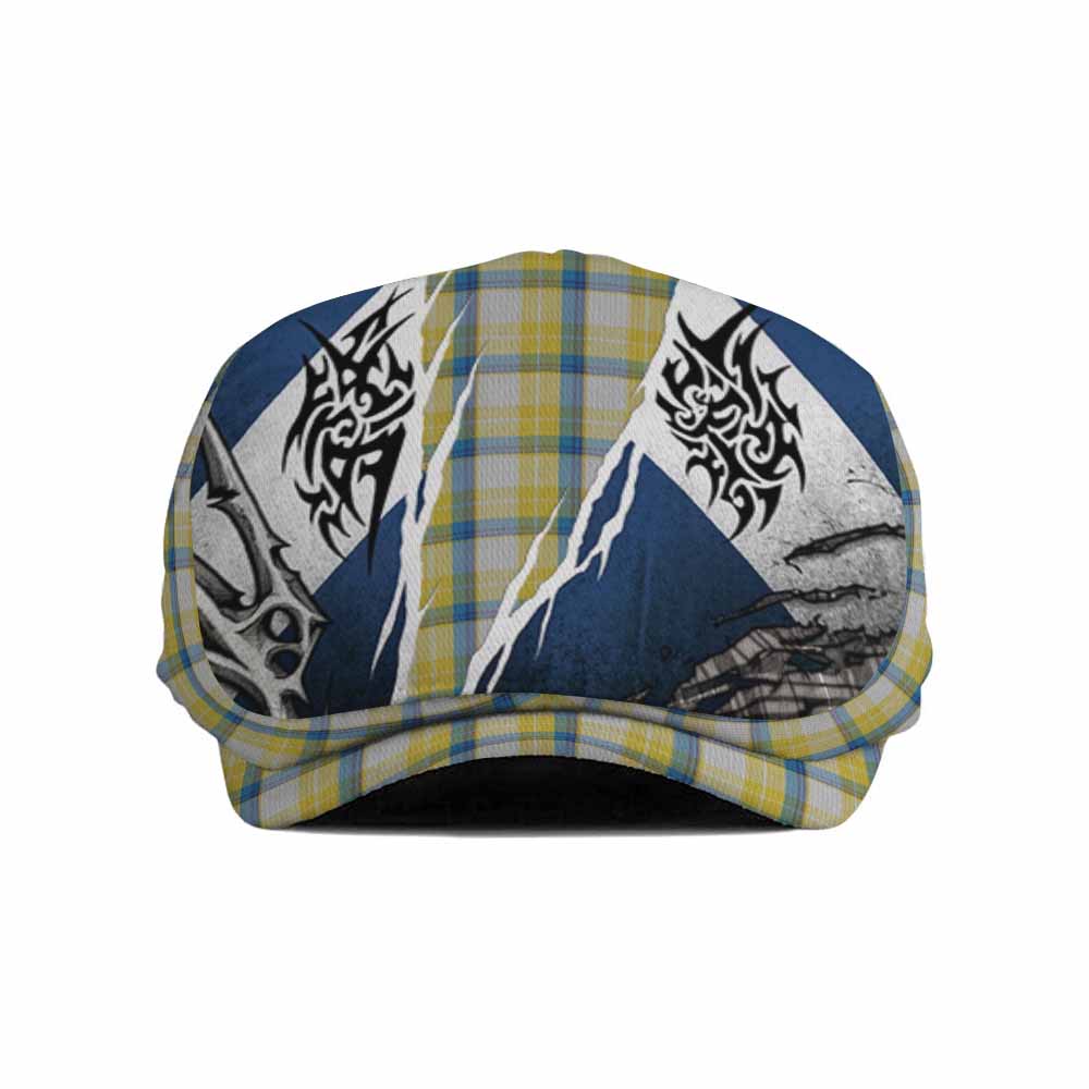 MacGrath (McGrath) Tartan Flat Cap, Jeff Cap Scotland Flag Ripped Tribal Design