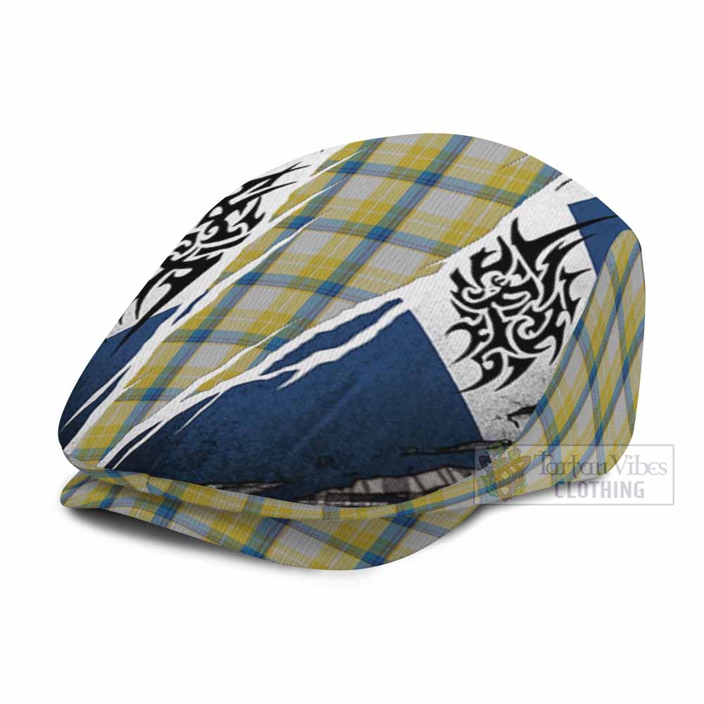 MacGrath (McGrath) Tartan Flat Cap, Jeff Cap Scotland Flag Ripped Tribal Design