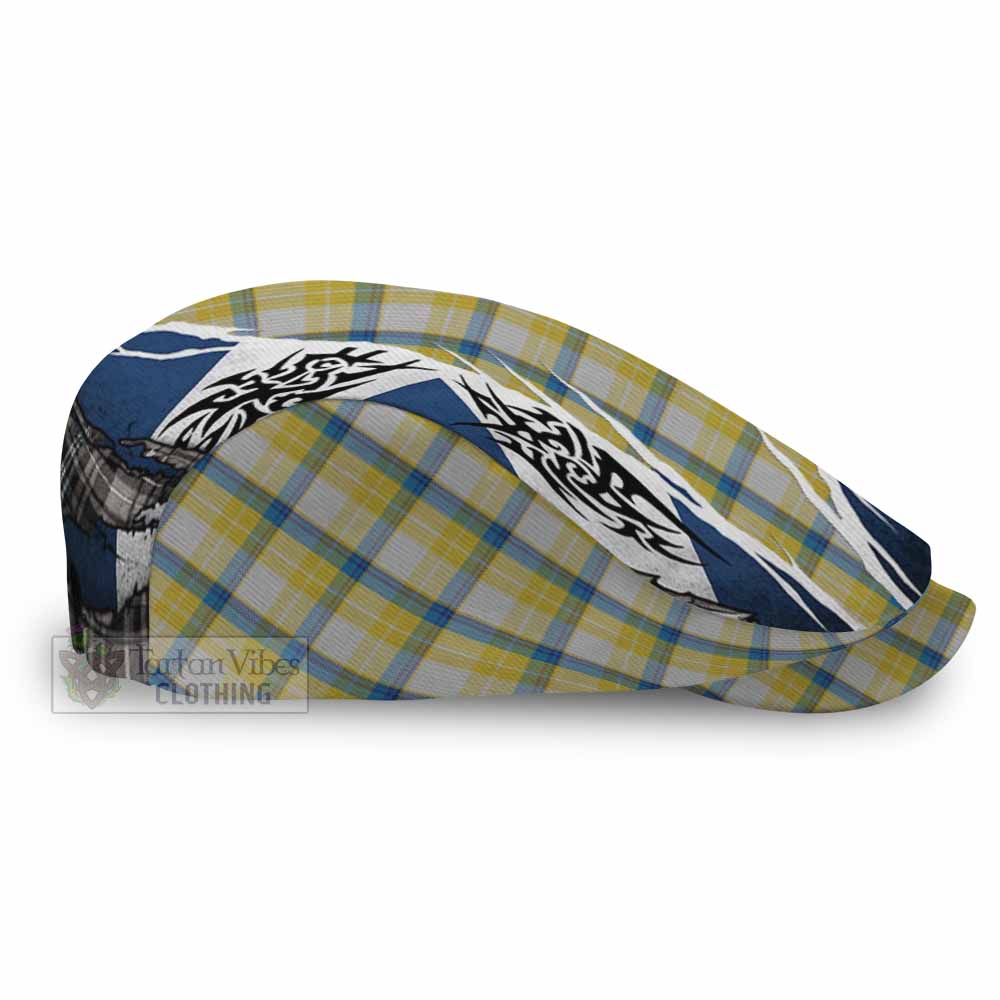 MacGrath (McGrath) Tartan Flat Cap, Jeff Cap Scotland Flag Ripped Tribal Design