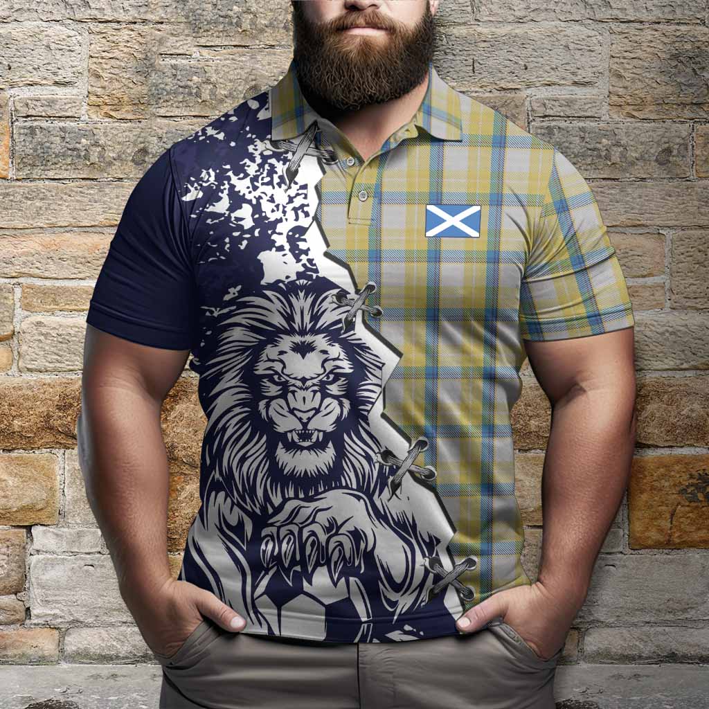 MacGrath (McGrath) Tartan Scottish Polo Shirt Angry Lion With Soccer Ball Style
